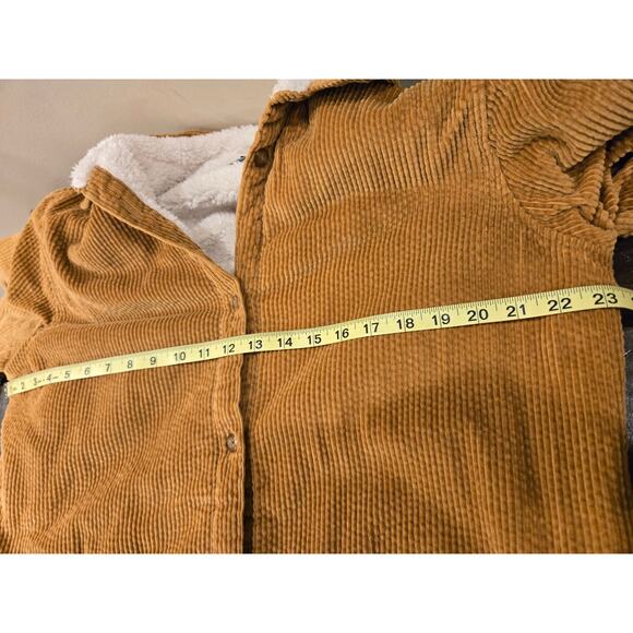 LL Bean Corduroy Relaxed Sherpa Lined Shacket Shirt Jacket Womens XL Brown - Picture 10 of 12